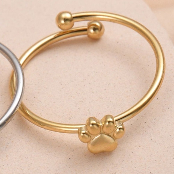 Bear Track Stainless Steel Open Ring - Picture 2 of 4